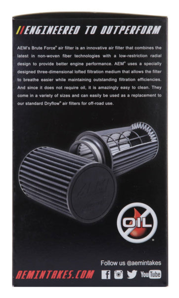 AEM Dryflow 3.5in. X 7in. Round Tapered Air Filter