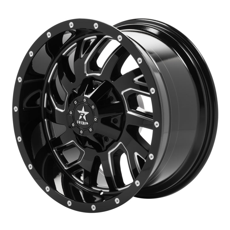 RBP 65R Glock 20x10 5x127/139.7 BP / 5 BS / -12mm Offset 78mm CB Gloss Black Machined Grooves Wheel