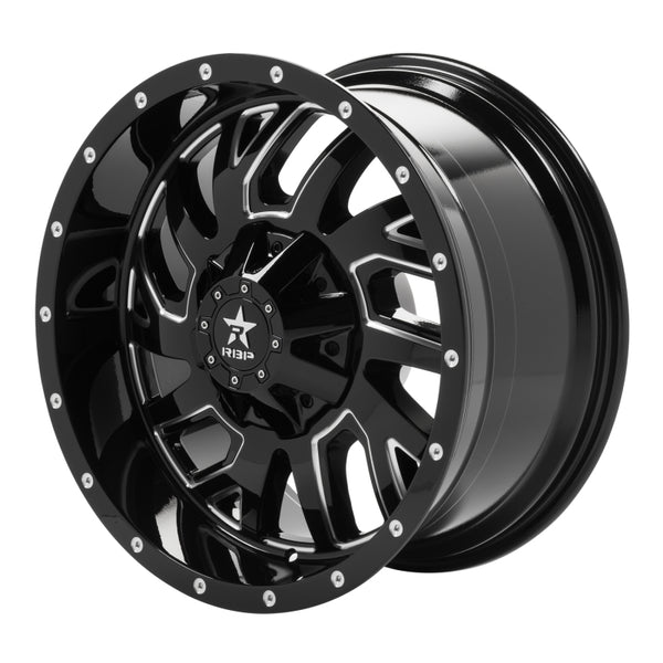 RBP 65R Glock 20x10 5x127/139.7 BP / 5 BS / -12mm Offset 78mm CB Gloss Black Machined Grooves Wheel