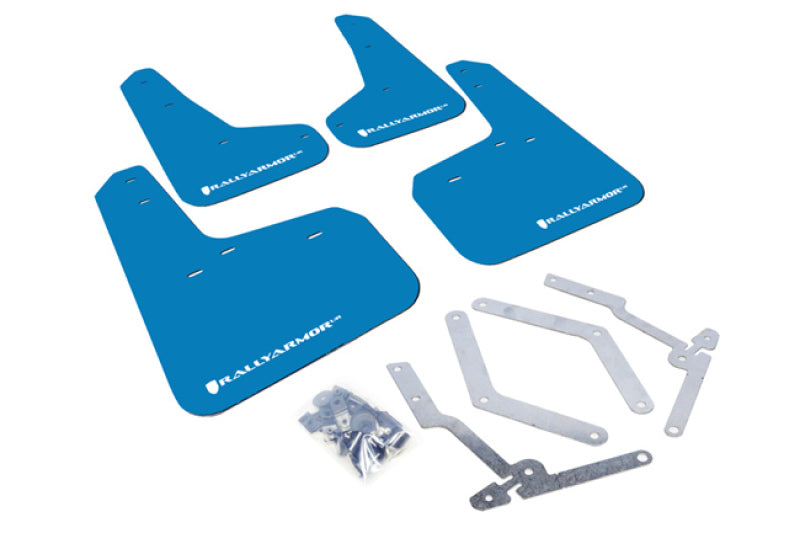 Rally Armor 12-18 Ford Focus SE/ST/RS UR Nitrous Blue Mud Flaps w/ White Logo