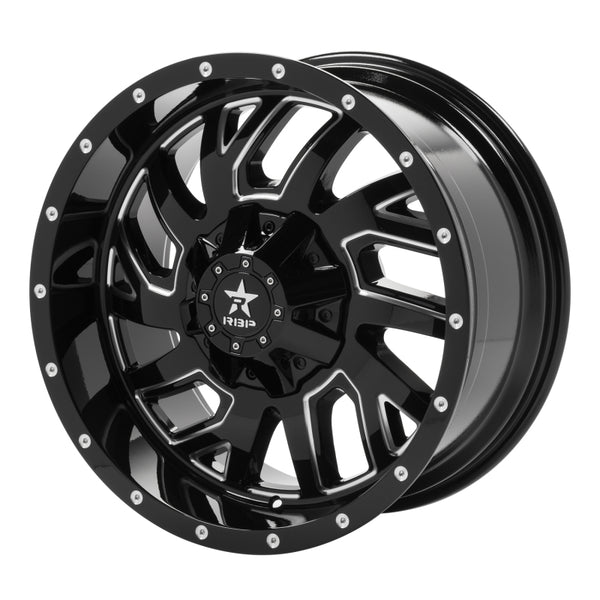 RBP 65R Glock 20x10 5x127/139.7 BP / 5 BS / -12mm Offset 78mm CB Gloss Black Machined Grooves Wheel