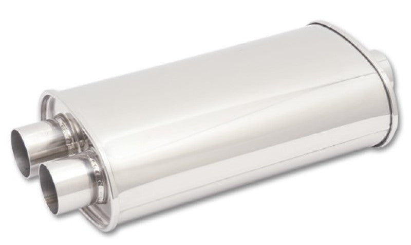 Vibrant StreetPower Oval Muffler 5in x 9in x 15in - 3" inlet/Dual Outlet (Center In - Dual Out)