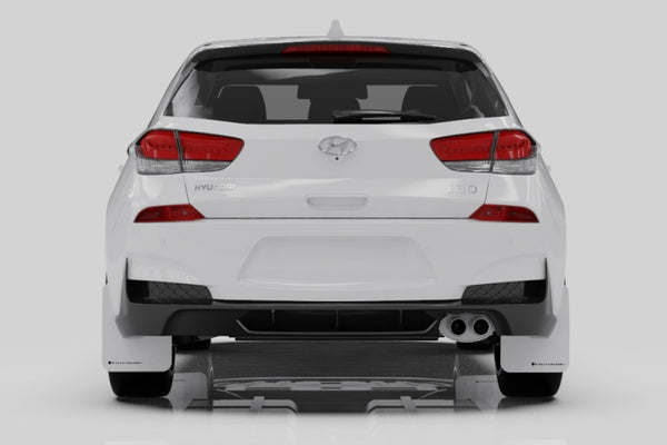 Rally Armor 2019+ Hyundai Elantra N Line UR Black Mud Flap w/ White Logo