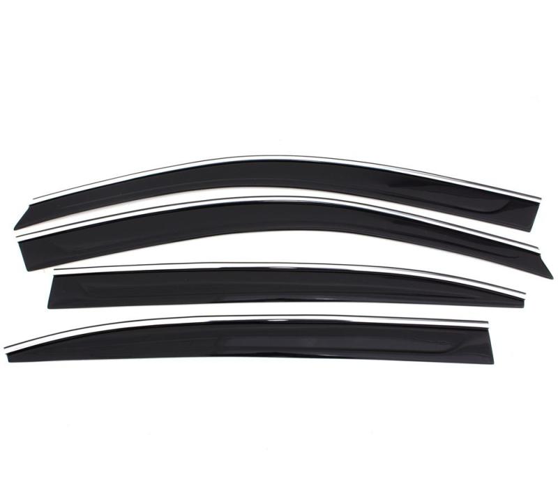 AVS 07-10 Infiniti G35 Ventvisor Low Profile Deflectors 4pc - Smoke w/Chrome Trim