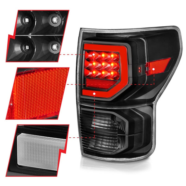 Anzo 07-11 Toyota Tundra Full LED Tailights Black Housing Clear Lens G2 (w/C Light Bars)