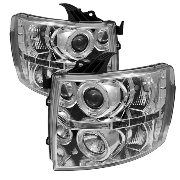 Spyder Chevy Silverado 1500 07-13 Projector Headlights LED Halo LED Chrm PRO-YD-CS07-HL-C