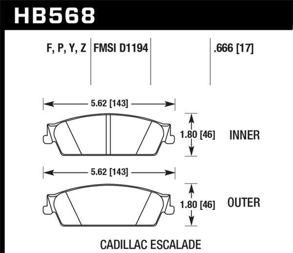 Hawk 07-08 Escalade 6.2 / 07-08 Avalanche Super Duty Rear Brake Pads