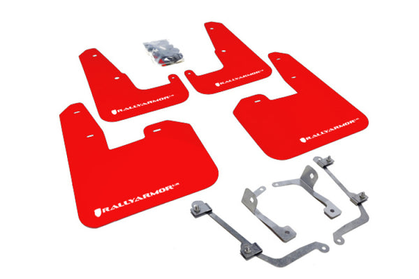 Rally Armor V2 08-11 STI (hatch only) / 11 WRX (hatch only) UR Red Mud Flap w/ White Logo