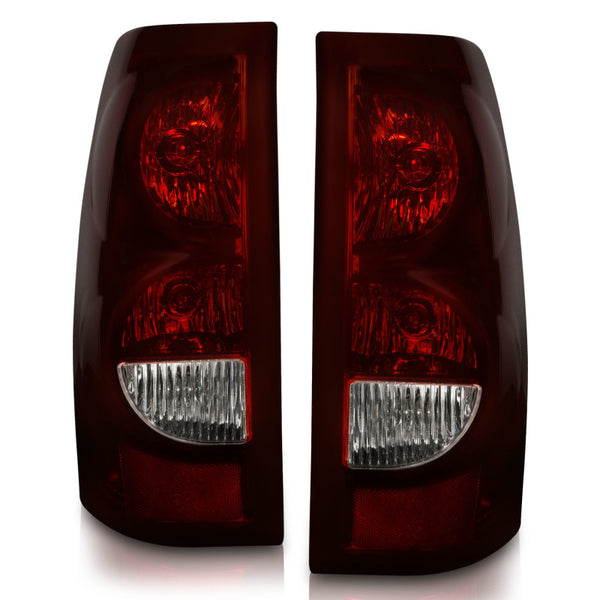 ANZO 2003-2006 Chevrolet Silverado 1500 Taillights Taillights Dark Red/Clear Lens (OE Style) (Pair)