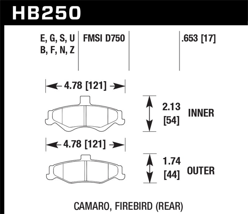 Hawk 98-02 Chevrolet Camaro 5.7L/3.8L / 98-02 Pontiac Firebird 5.7L/3.8L  HPS Street Rear Brake Pads