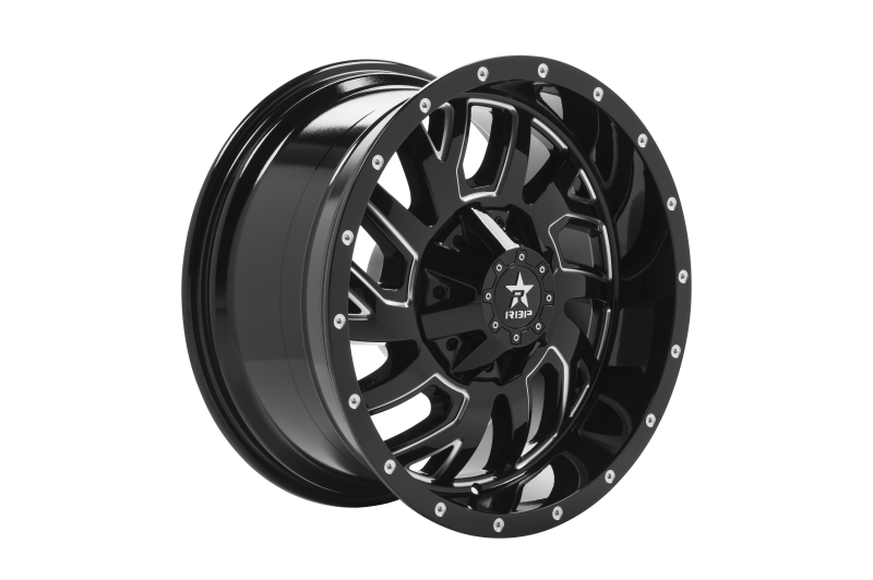 RBP 65R Glock 20x10 5x127/139.7 BP / 5 BS / -12mm Offset 78mm CB Gloss Black Machined Grooves Wheel