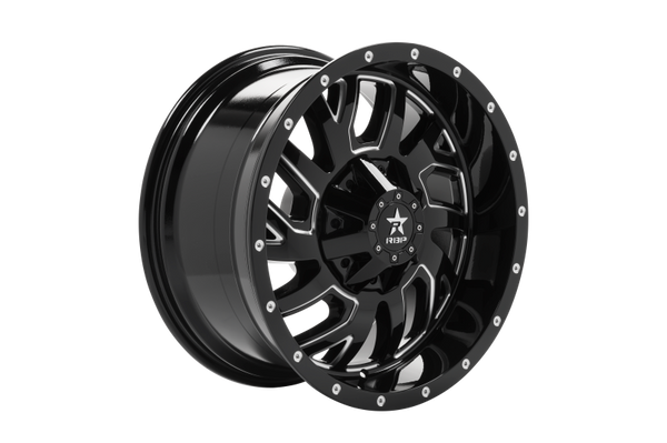 RBP 65R Glock 20x10 5x127/139.7 BP / 5 BS / -12mm Offset 78mm CB Gloss Black Machined Grooves Wheel