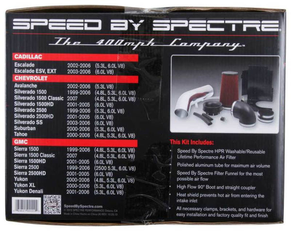 Spectre 99-07 GM Truck V8-4.8/5.3/6.0L F/I Air Intake Kit - Clear Anodized w/Red Filter