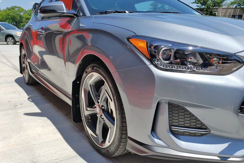 Rally Armor 2019+ Hyundai Veloster Turbo R-Spec UR Black Mud Flap w/ Dark Grey Logo