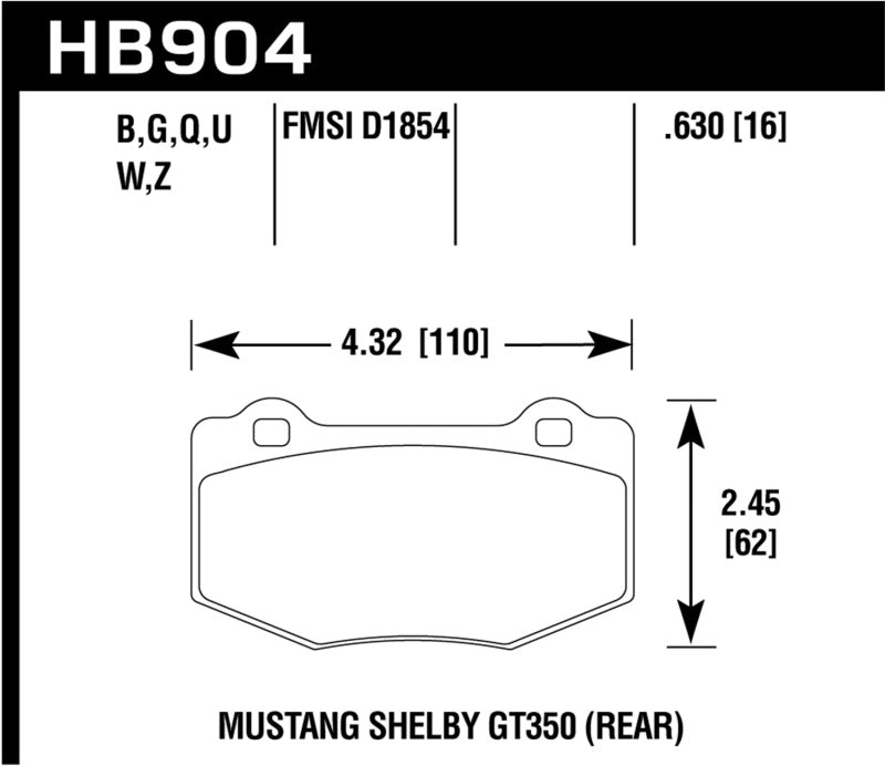 Hawk 15-17 Ford Mustang DTC-30 Rear Race Pads