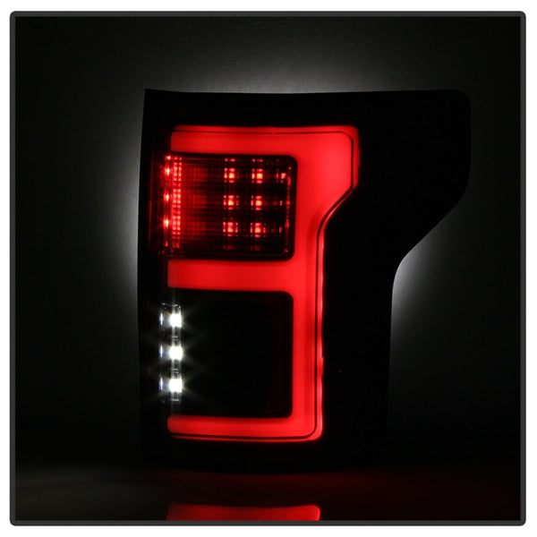 Spyder 15-18 Ford F-150 LED Tail Lights (w/Blind Spot) - Black Smoke (ALT-YD-FF15015BS-LBLED-BSM)