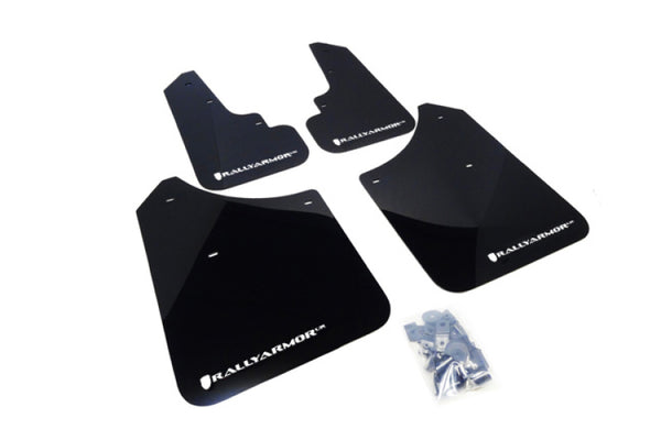 Rally Armor 2003-2008 Subaru Forester UR Black Mud Flap w/ White Logo