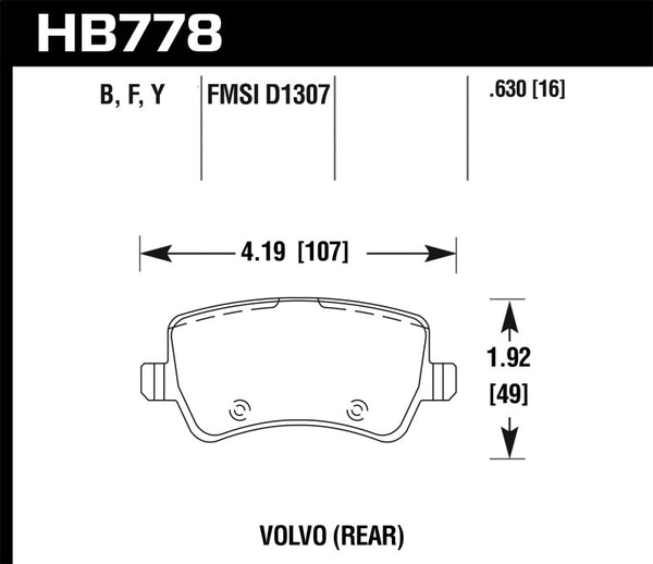 Hawk 16-17 Volvo S60/16-17 Volvo V60 HPS 5.0 Rear Brake Pads