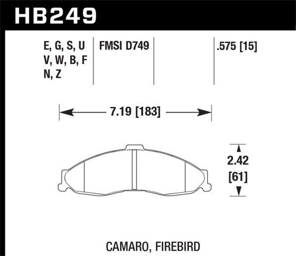 Hawk 98-02 Chevy Camaro / 98-02 Pontiac Firebird Race DTC-60 Front Brake Pads