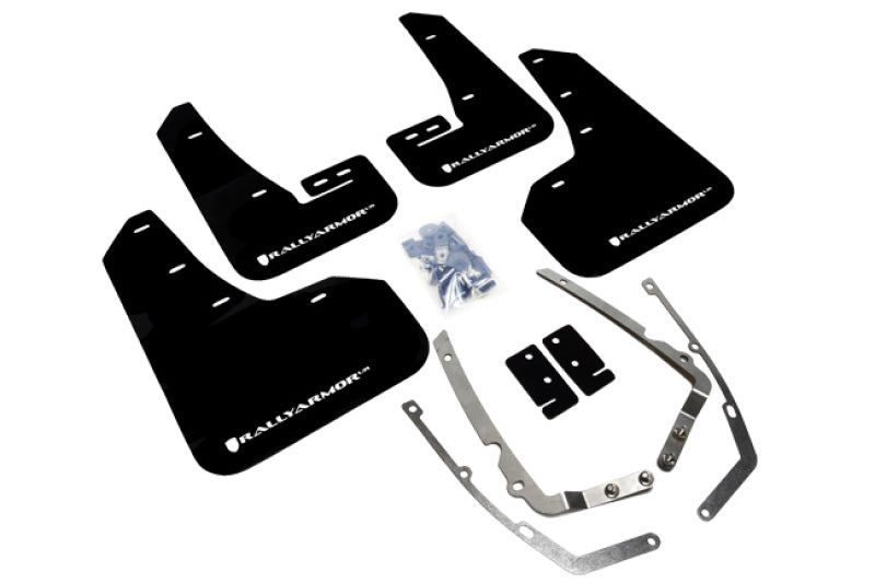 Rally Armor 2015+ VW Golf/GTI/TSI UR Black Mud Flap w/ White Logo