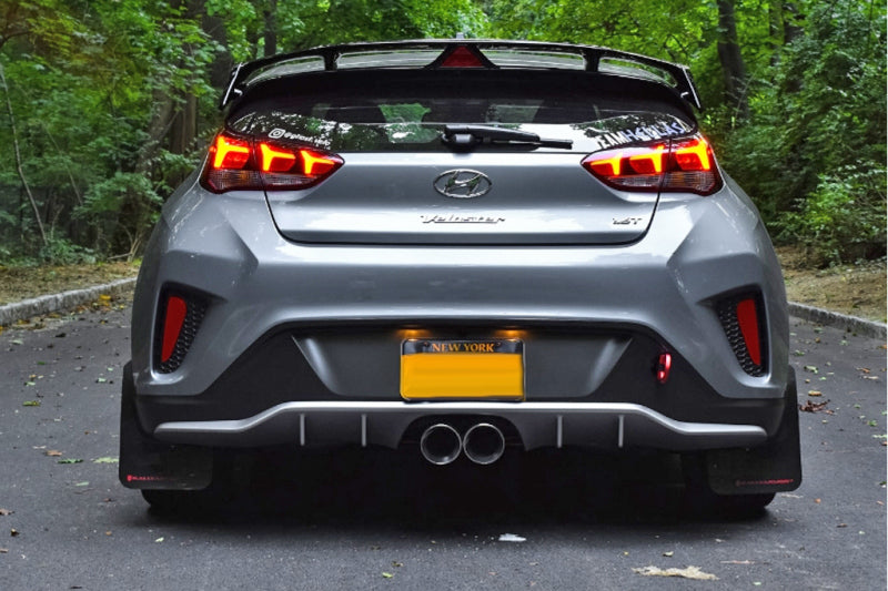 Rally Armor 2019+ Hyundai Veloster Turbo R-Spec UR White Mud Flap w/ Black Logo