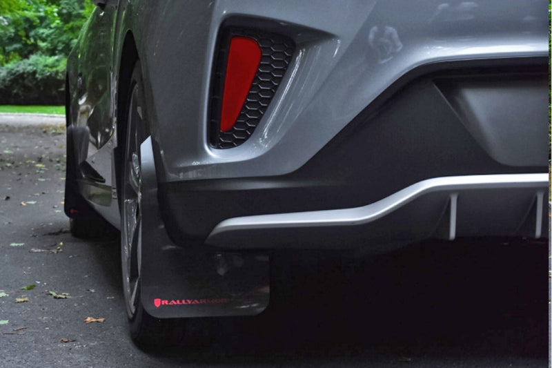 Rally Armor 2019+ Hyundai Veloster Turbo R-Spec UR Black Mud Flap w/ Red Logo