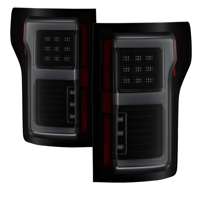 Spyder 15-18 Ford F-150 LED Tail Lights (w/Blind Spot) - Black Smoke (ALT-YD-FF15015BS-LBLED-BSM)