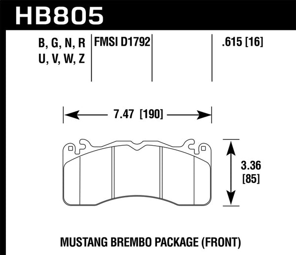 Hawk 15-17 Ford Mustang Brembo Package DTC-50 Front Brake Pads