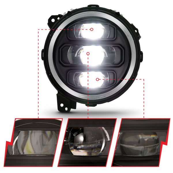 ANZO 2018-2019 Jeep Wrangler Full Led Projector H.L Black