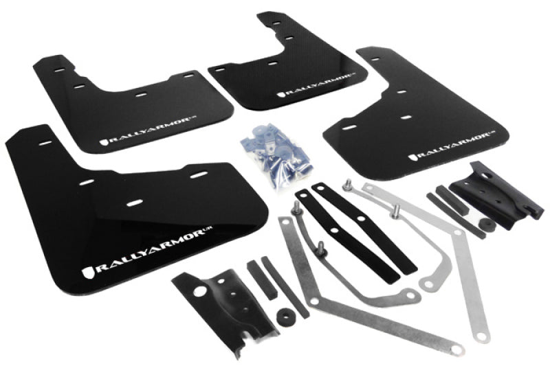 Rally Armor 13+ Ford Fiesta ST Black Mud Flap w/ White Logo