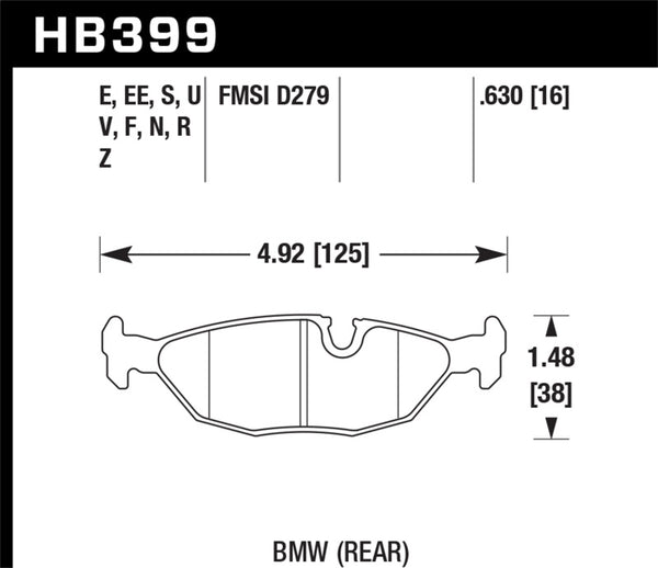 84-4/91 BMW 325 (E30) DTC-50 Race Rear Brake Pads