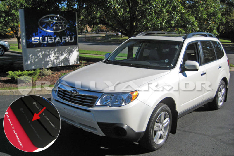 Rally Armor 2009+ Subaru Forester UR Black Mud Flap w/ Grey Logo