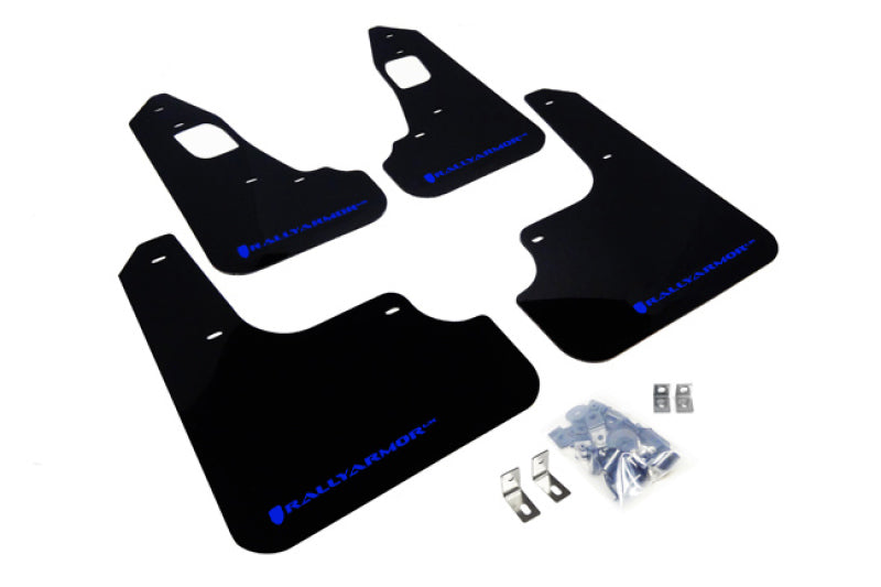 Rally Armor 2008+ Mitsubishi EVO X UR Black Mud Flap w/ Blue Logo