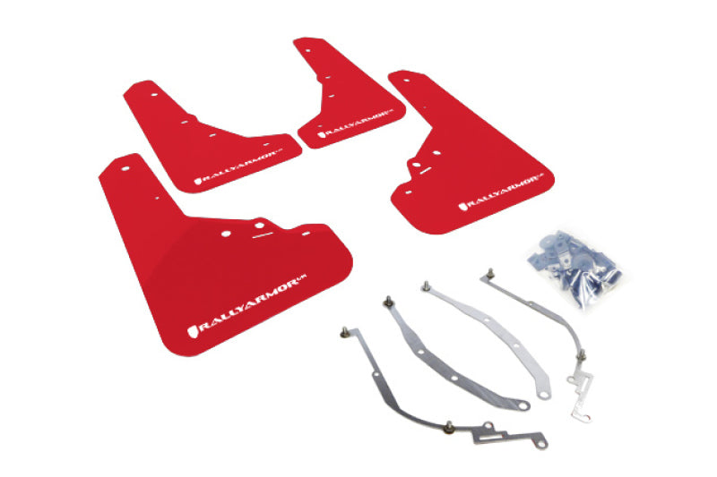 Rally Armor 12+ Fiat 500 (Pop/Sport/Lounge/Abarth) Red Mud Flap w/ White Logo