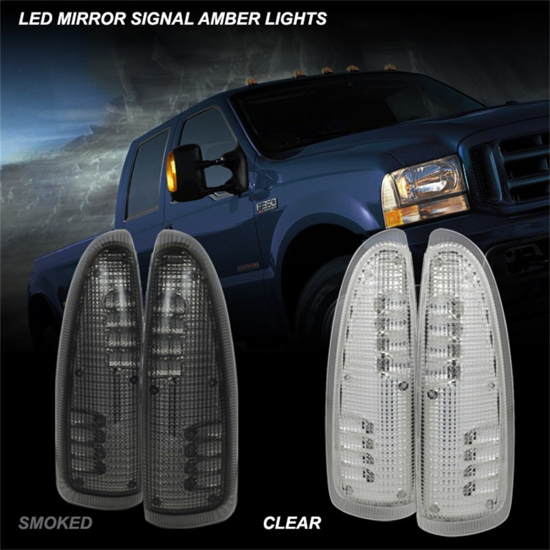 xTune Ford Superduty F250-F650 03-07 Amber LED Mirror Signal Lens - Smoke ACC-LED-FDSD99-MR-SM