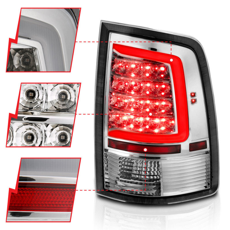 ANZO 2009-2018 Dodge Ram 1500 LED Taillight Plank Style Chrome w/Clear Lens