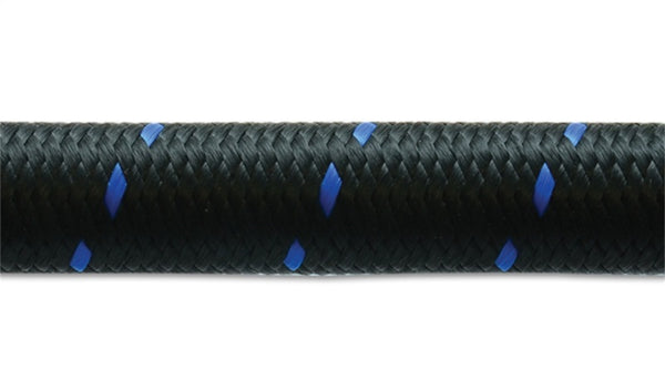 Vibrant -12 AN Two-Tone Black/Blue Nylon Braided Flex Hose (10 foot roll)