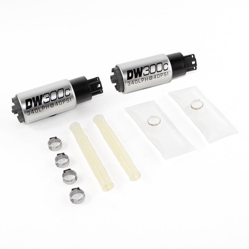 DeatschWerks 340lph DW300C Compact Fuel Pump w/ Install Kit 03-04 Ford Mustang Cobra (2 Pumps)