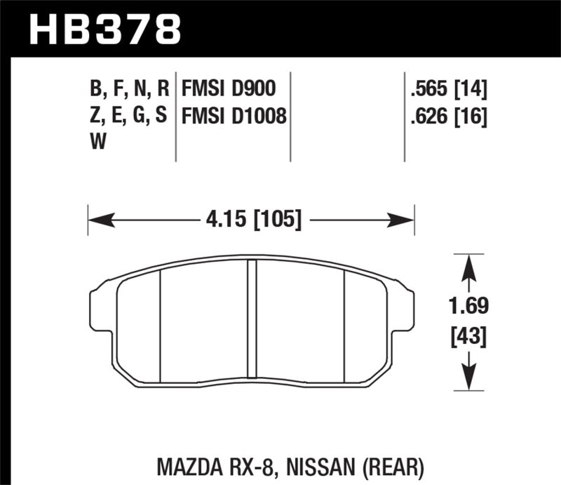 Hawk 03-07 RX8 Performance Ceramic Street Rear Brake Pads (D1008)