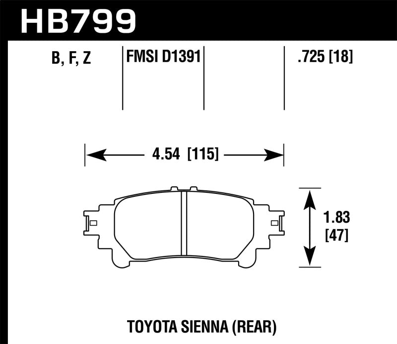 Hawk 14-16 Toyota Highlander Performance Ceramic Street Rear Brake Pads