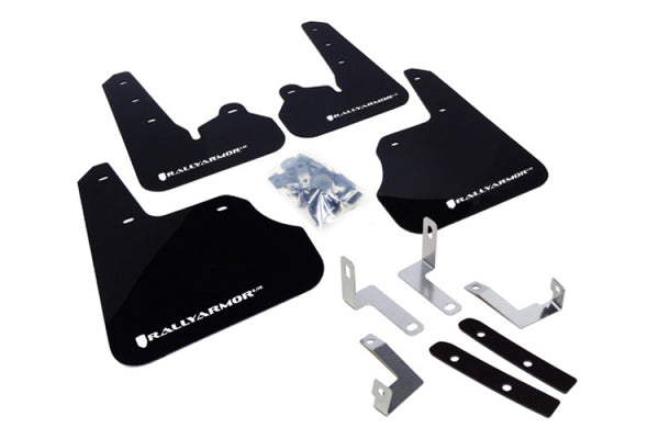 Rally Armor 12+ Subaru Impreza 5dr Hatch/4dr Sedan UR Black Mud Flap w/ White Logo