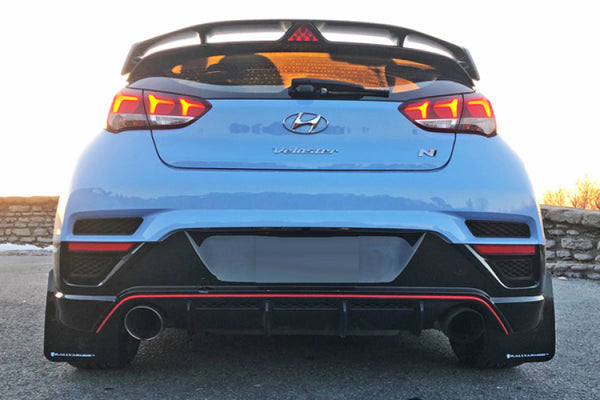 Rally Armor 2019+ Hyundai Veloster N UR White Mud Flap w/ Black Logo