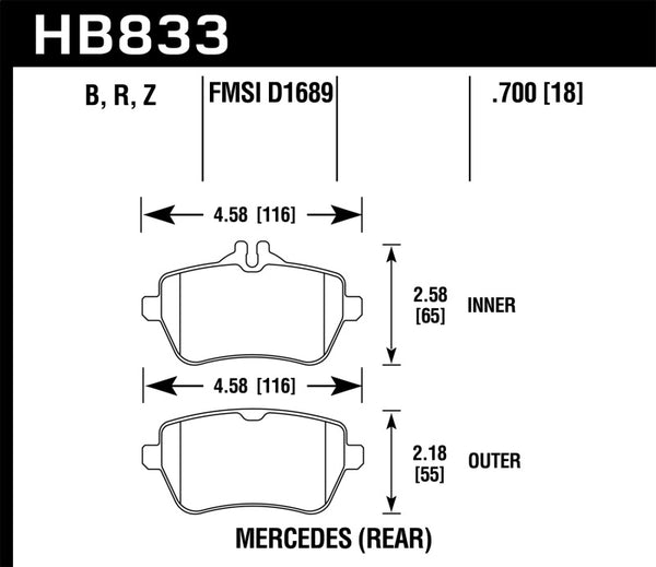 Hawk 13-17 Mercedes-Benz SL550 Performance Ceramic Street Rear Brake Pads