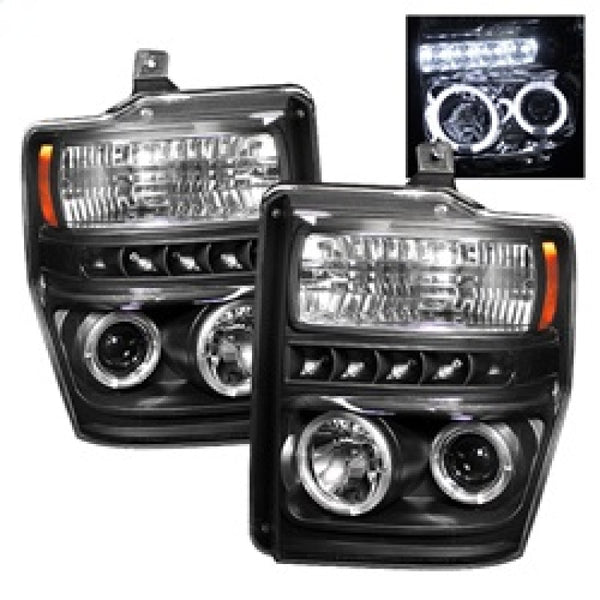 Spyder Ford F250/350/450 Super Duty 08-10 Projector Headlights LED Halo LED Blk PRO-YD-FS08-HL-BK