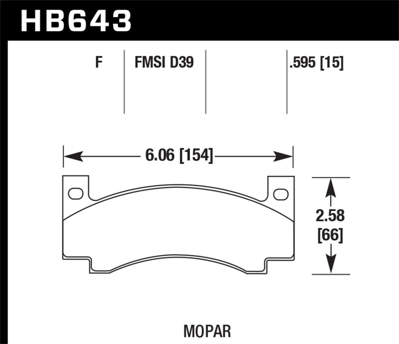 Hawk 70-74 Dodge Challenger/70-77 Charger / 70-74 Plymouth Barracuda HPS Street Rear Brake Pads