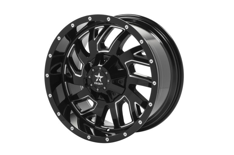 RBP 65R Glock 20x10 5x127/139.7 BP / 5 BS / -12mm Offset 78mm CB Gloss Black Machined Grooves Wheel