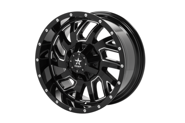 RBP 65R Glock 20x10 5x127/139.7 BP / 5 BS / -12mm Offset 78mm CB Gloss Black Machined Grooves Wheel