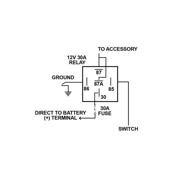 ANZO 12V 30 Amp Relay Universal 12 Volt DC 30 Amp Relay