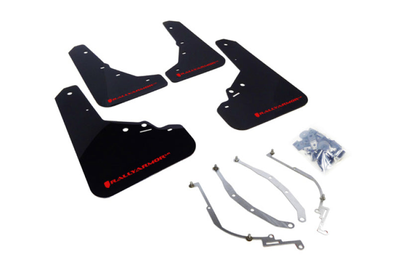 Rally Armor 12+ Fiat 500 (Pop/Sport/Lounge/Abarth) Black Mud Flap w/ Red Logo