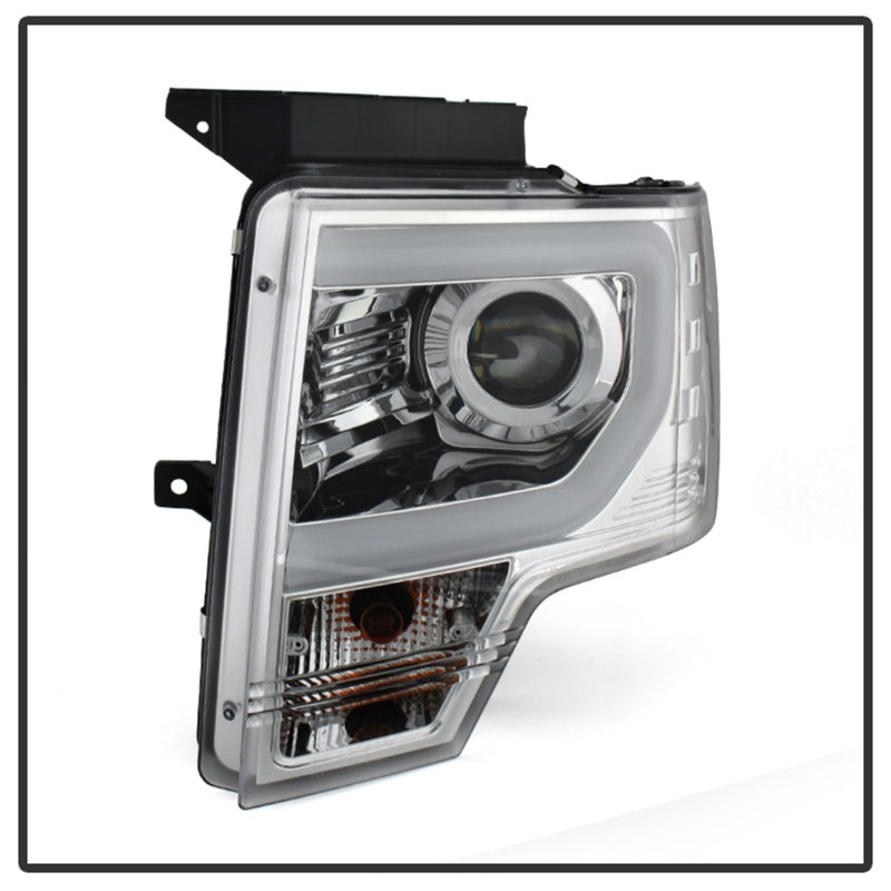 Spyder Ford F150 09-14 Projector Headlights Halogen Model- Light Bar DRL Chrm PRO-YD-FF15009-LBDRL-C